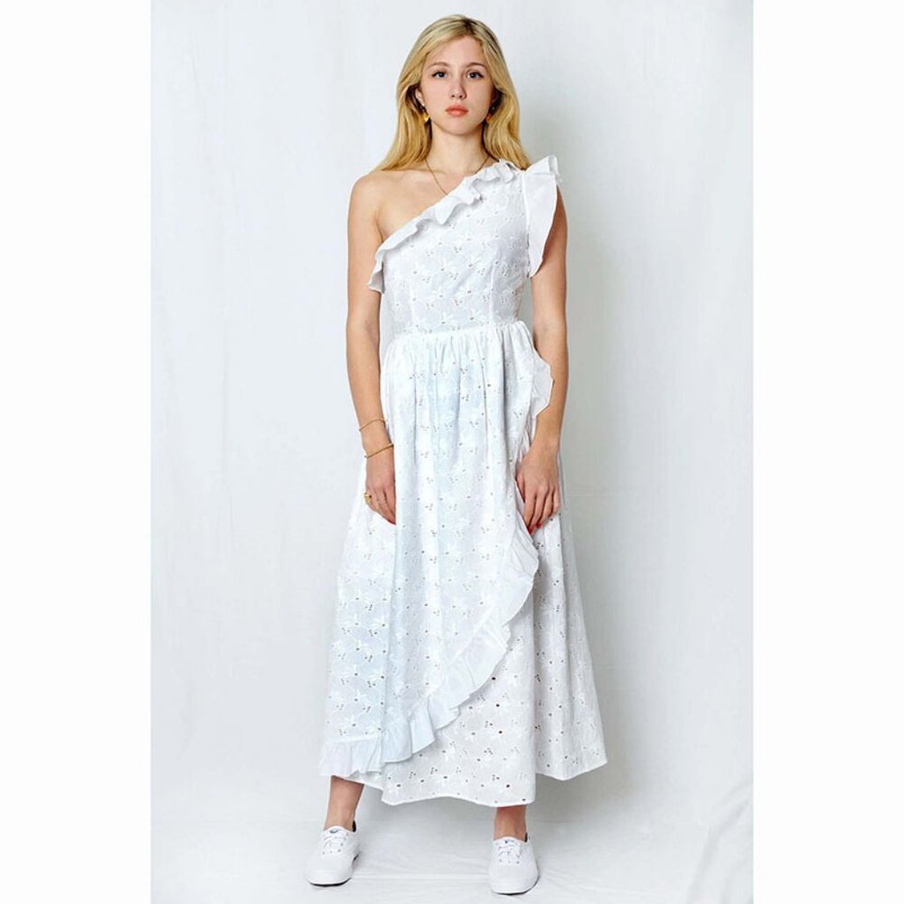 Batsheva JUDE White Eyelet One-Shoulder Dress - 16